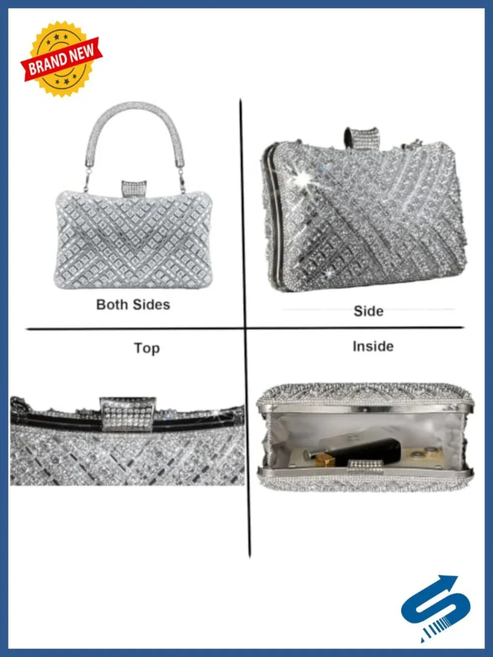Rhinestone Clutch Purse Women Evening Bag Formal Wedding Crossbody